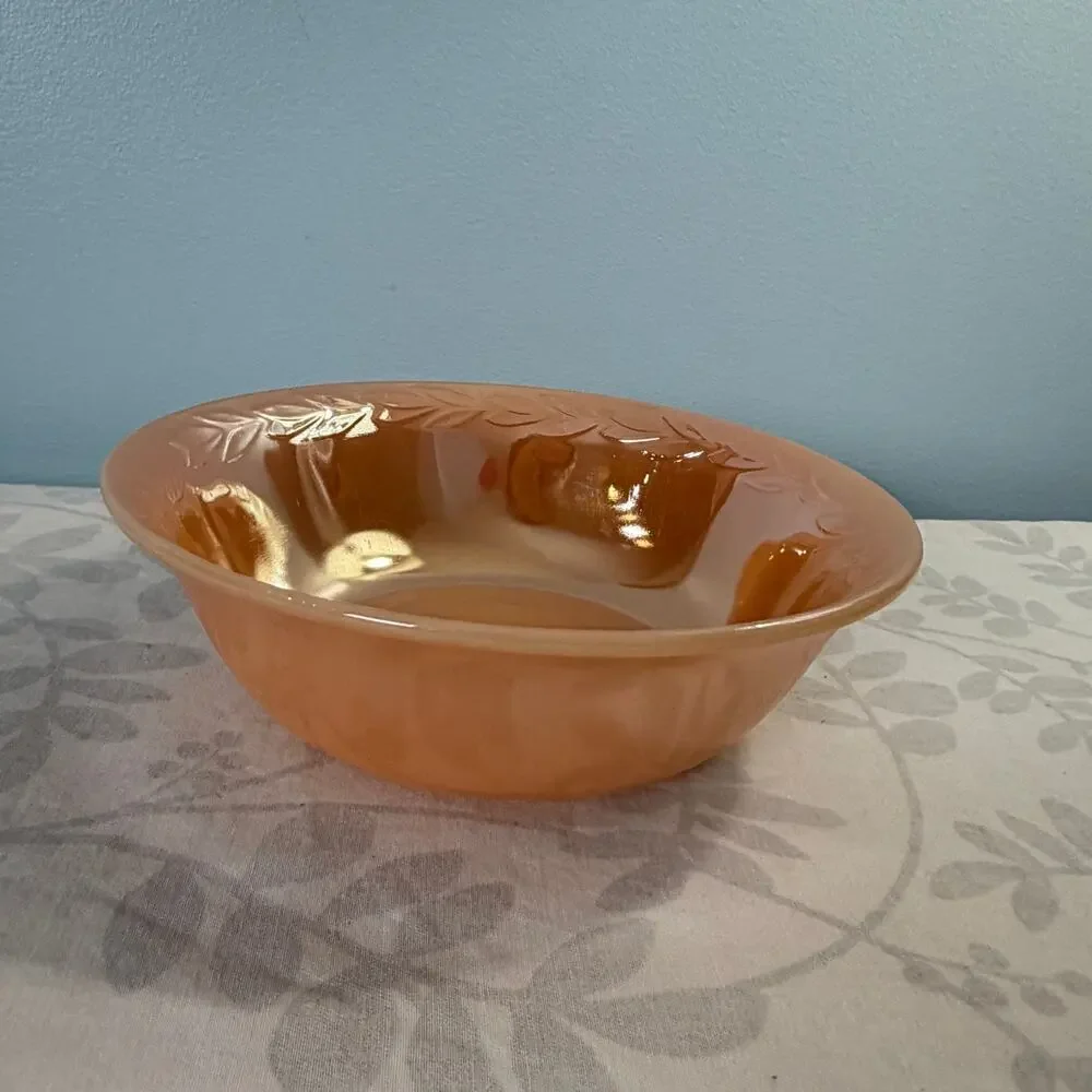Fire-King Peach Luster Laurel Cereal Soup Bowl 6.5